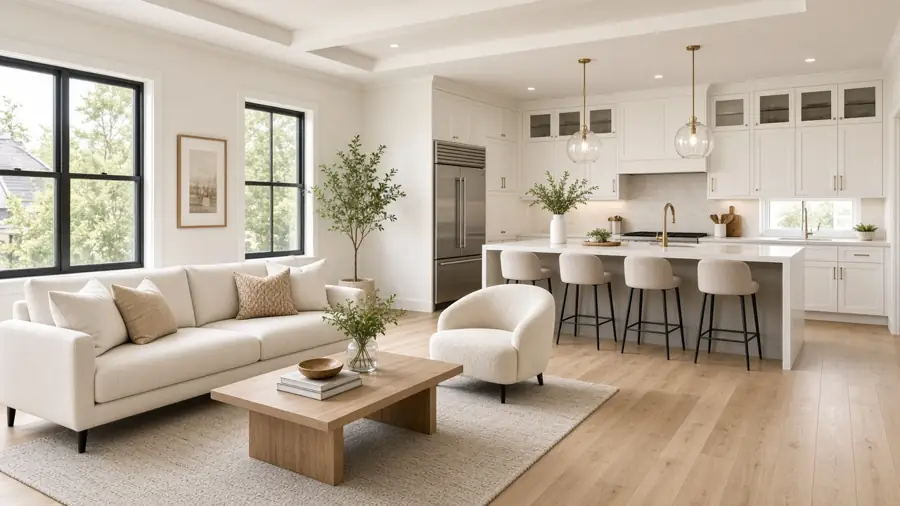 Bright, staged living room