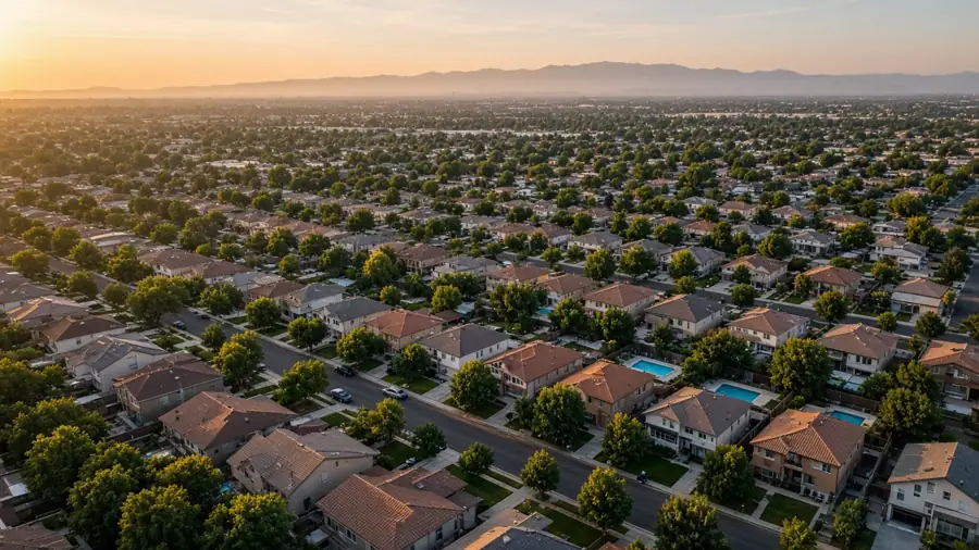 Tree-lined Central Valley neighborhood